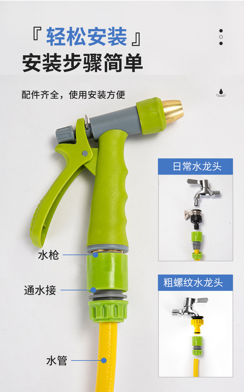 Car Wash High-Pressure Water Gun for Home Use, Abs Material, Fan-Shaped Water Spray, Multi-Level Adjustment, Powerful Cleaning Set