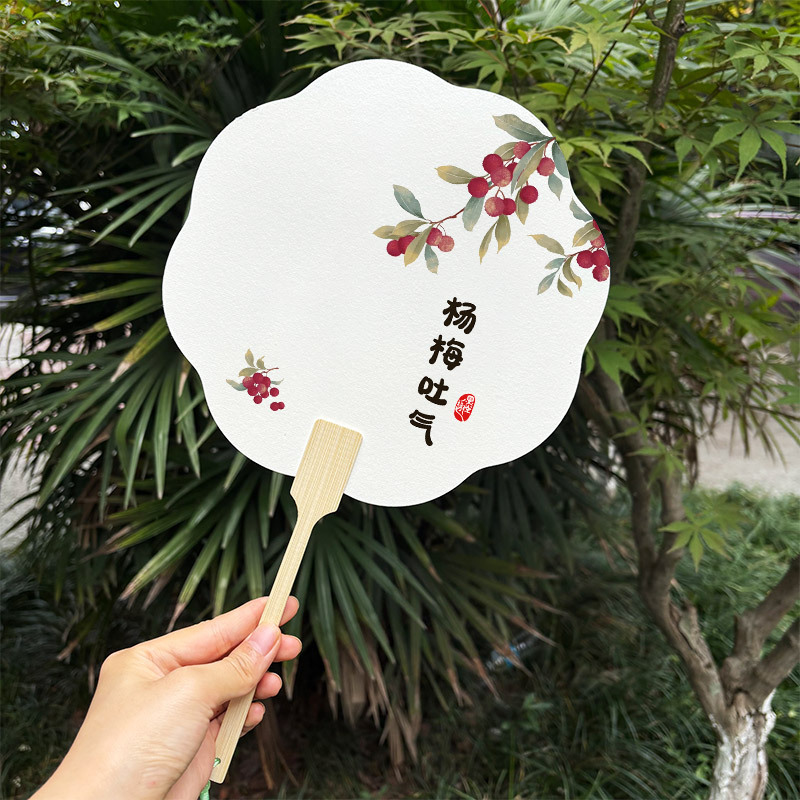 加厚漆扇漂漆专用团扇可书法带字扇子手工单制作漆扇网红水果款|undefined