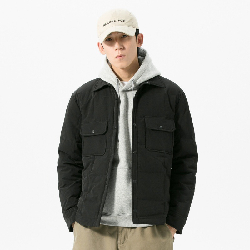 2025 Pure Black Shirt-Style down Jacket for Men, Autumn and Winter Casual Lightweight down Jacket, in Stock