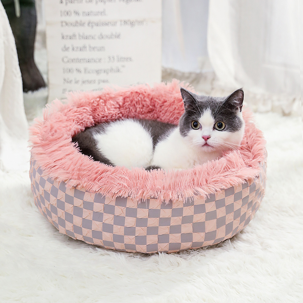 Gran espacio a prueba de viento y cálido, nido para gatos de estilo caliente, cama para gatos de sueño profundo, engrosamiento, caseta para mascotas semicerrada, caseta para perros