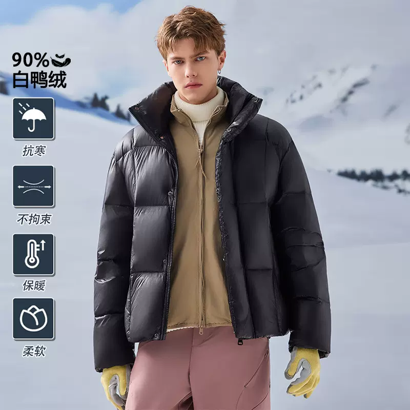 跨境冬季新款时尚立领加厚羽绒服宽松韩版学院风洋气时尚羽绒服男
