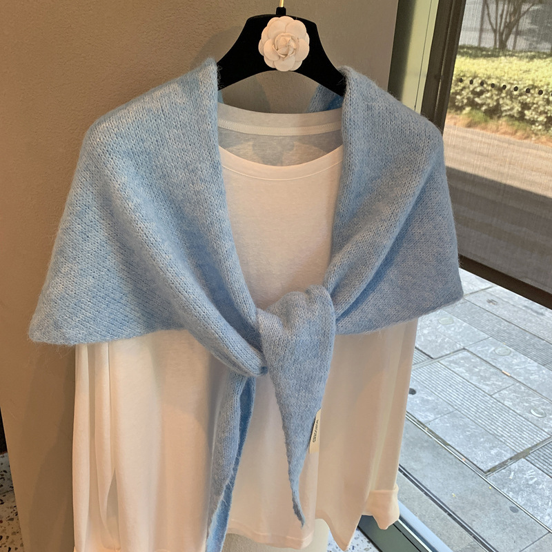 Solid Color Triangle Scarf Brushed Shawl Outer Wear Plus Autumn and Winter Korean Warm Triangle Scarf Knitted Scarf for Women with High-End Feel Solid Color Triangle Scarf Brushed Shawl Outer Wear Plus Autumn and Winter Korean Warm Triangle Scarf Knitted Scarf for Women with High-End Feel
