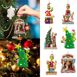 Cross Border Christmas Funny Grinch Hanging Decorations Christmas Decorations Acrylic Christmas Tree Hanging Ornaments Hanging Ornaments