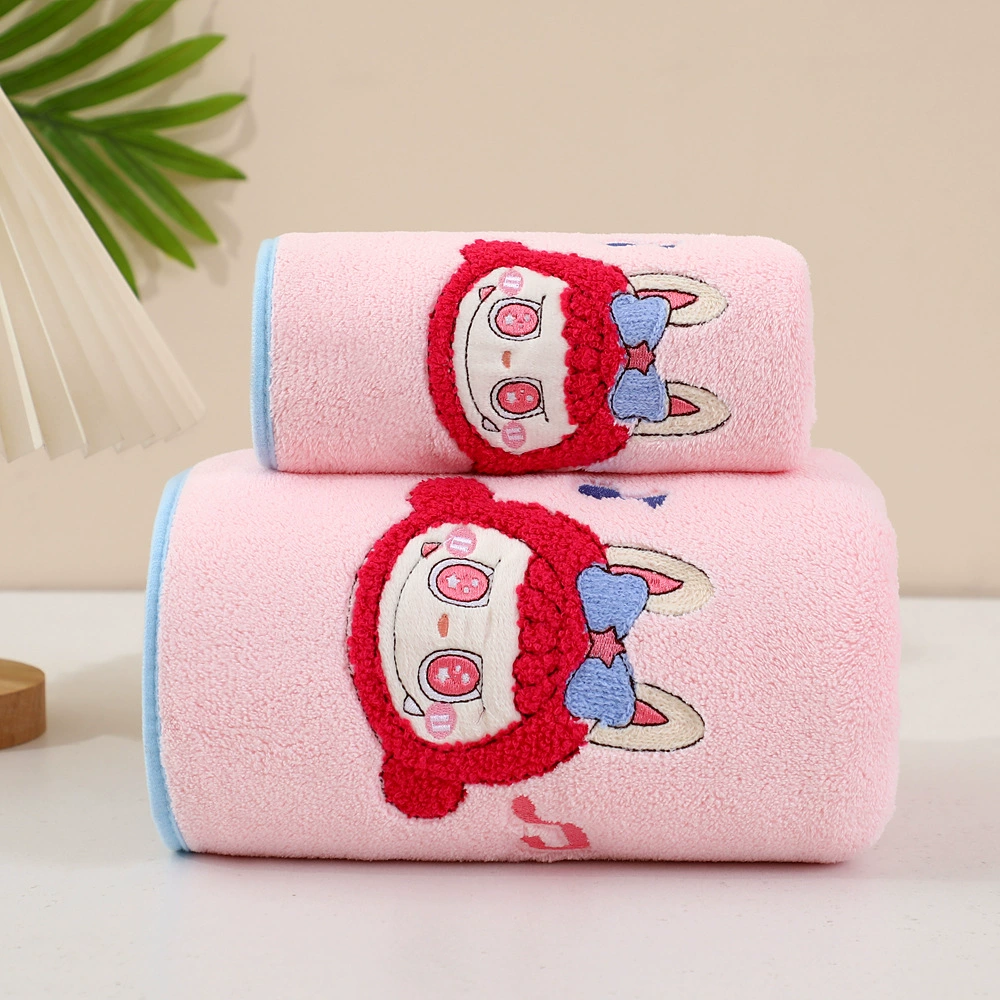 Коралловое полотенце с милым мультяшным рисунком, мягкое