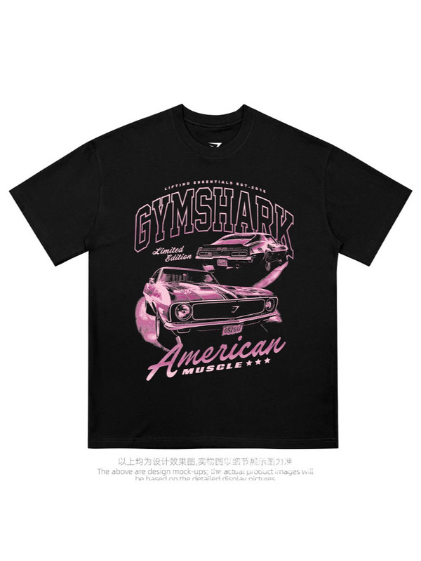 Chris Shark American-Style Oversized Heavyweight Fitness Printed T-Shirt Gym Pure Cotton Round Neck Short Sleeve 01-70 Chris Shark American-Style Oversized Heavyweight Fitness Printed T-Shirt Gym Pure Cotton Round Neck Short Sleeve 01-70