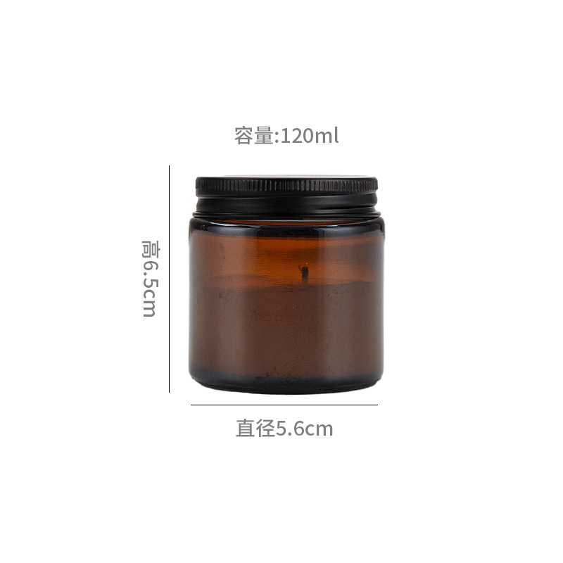 250ml taza de vela de vidrio marrón aromaterapia diy taza vacía con tapa botella de vela de vidrio transparente candelero fragancia taza vacía