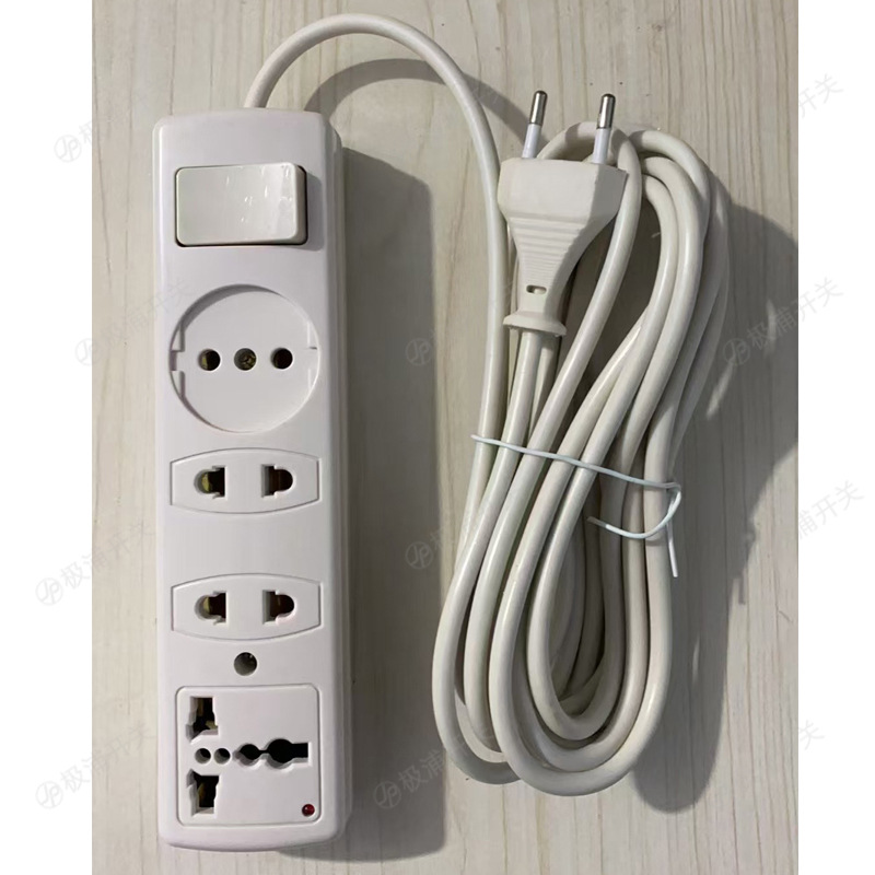 欧式插座带电源线排插面板出口埃及市场胶木圆形4位多位欧标插座