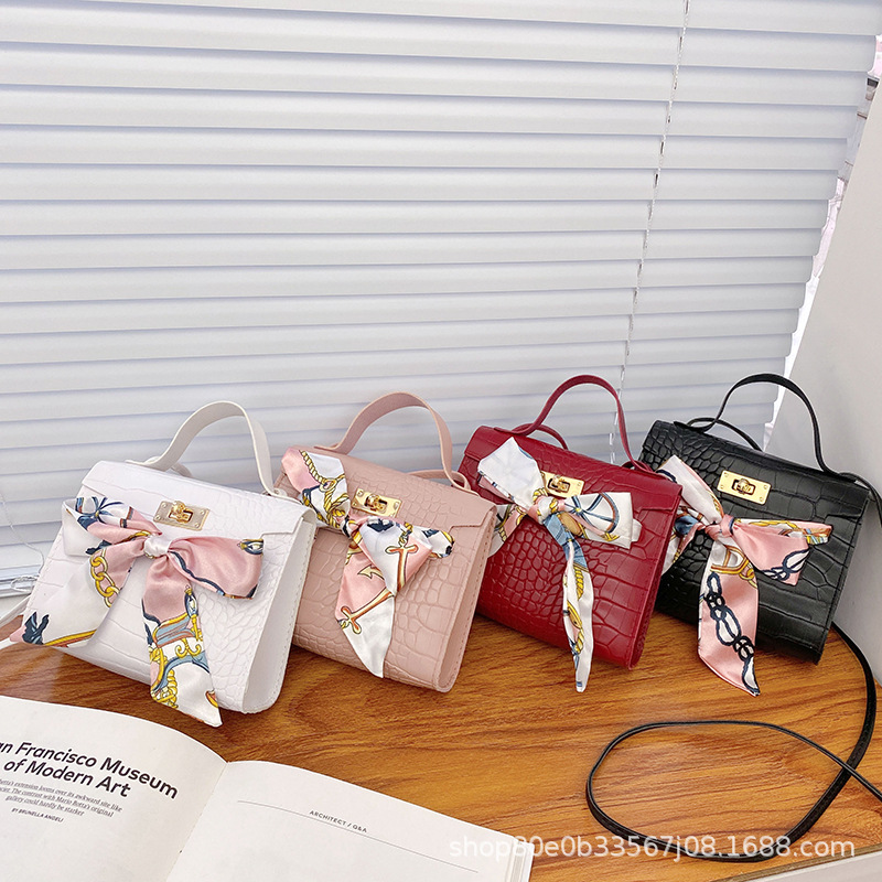 鳄鱼纹丝巾凯莉女包women handbags2021韩版潮包口红包时尚手提包