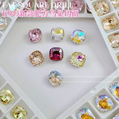 尖底肥方型ネイルアートデコレーション、爆発的な輝き、高品質ホワイトK9鳥の巣カット、多面カットクリスタルガラスネイルストーン