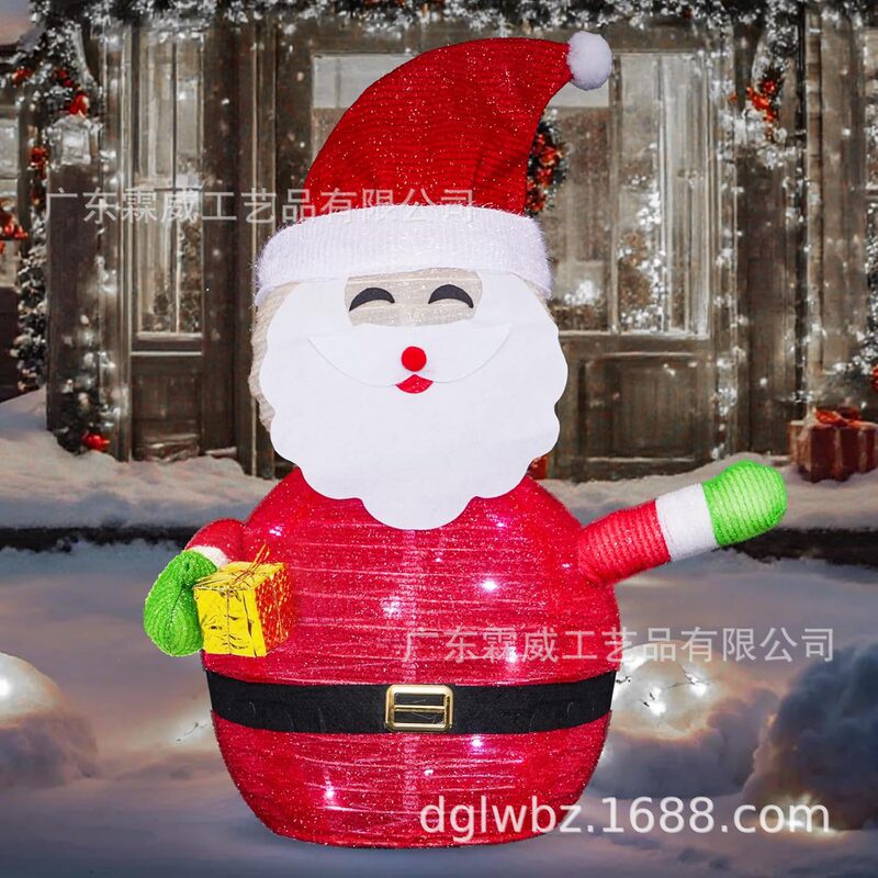 Santa Claus Luminous Iron Art Decorations Are Suitable for Porch, Lawn, Yard, Indoor and Outdoor Holiday Party Decorations