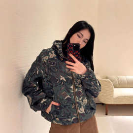 25ss欧美时尚风格迷彩印花双面穿风衣潮流百搭连帽夹克外套男女款