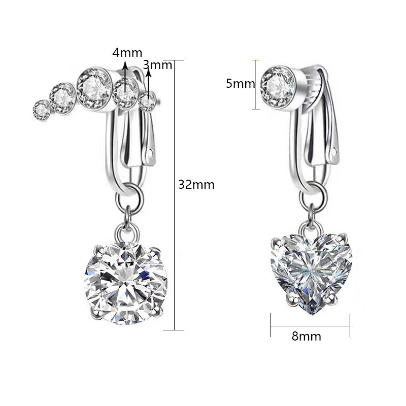Exquisite Heart-shaped Ear Clips Simple Non-piercing Jewelry_voghion.com