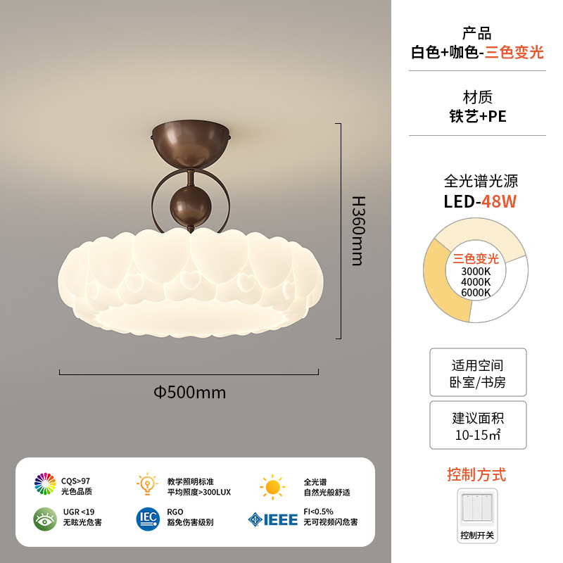 Diga lámpara de techo de dormitorio francés estudio de dormitorio de crema medieval diseño de lámpara de mariposa simple protección ocular de espectro completo