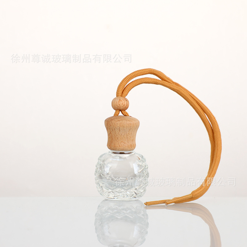 Botella de perfume de cables de automóvil botella vacía botella de perfume de automóvil colgante tapa de madera botella vacía perfumes volátiles al por mayor