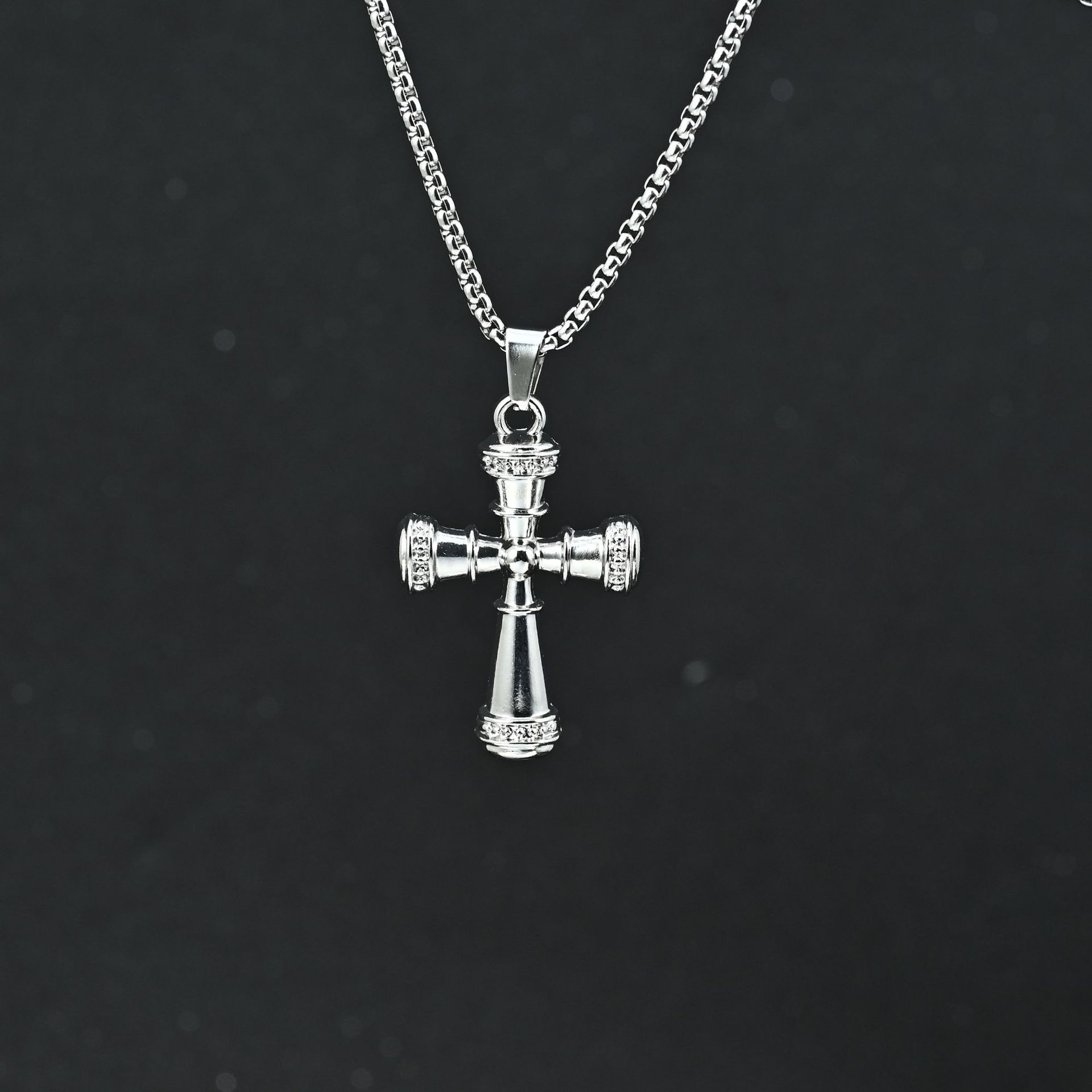 2025夏秋爆款十字架毛衣链嘻哈街头合金吊坠项链跨境外贸饰品批发