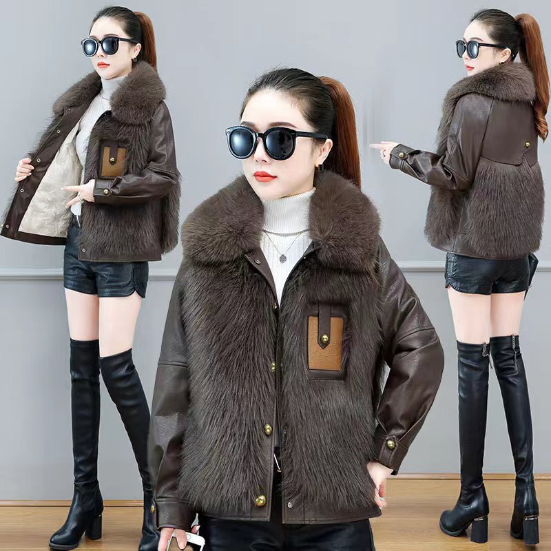 Winter New Faux Fox Fur Coat Fur Coat Women's Sheepskin Faux Down Jacket Young Style