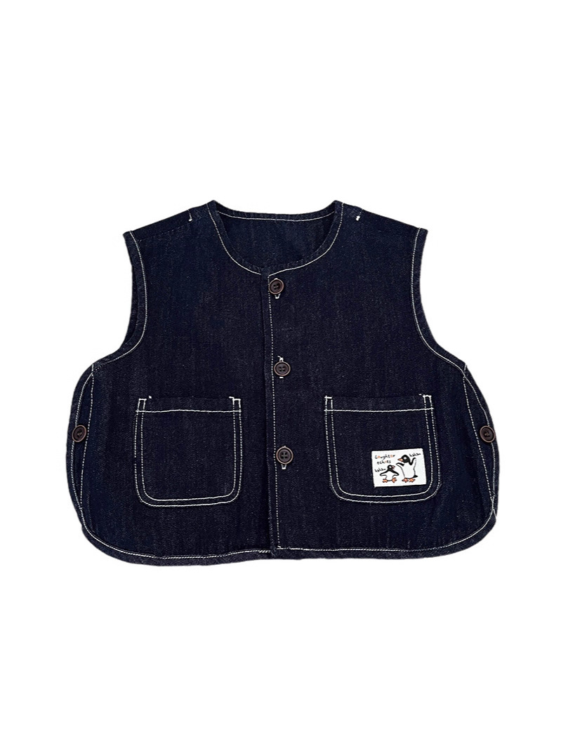 Chaleco vaquero para niños, conjunto de otoño, chaleco holgado y versátil, ropa exterior para bebés, chaleco informal para niños