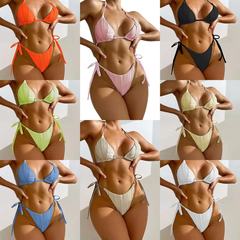 Add color 2023 European and American new style drawstring strap split bikini swimwear bikini cross-border foreign trade AliExpress