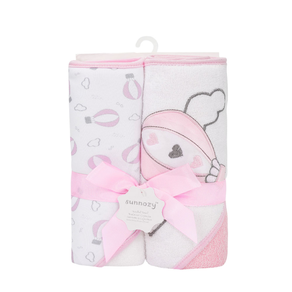 Sunnozy Europeins bebés bebés 100% algodón 2 toallas de baño con capas toallas de baño