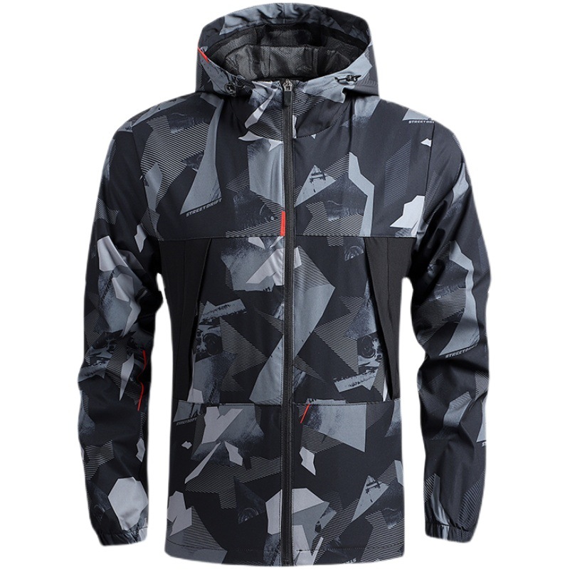 Amazon transfronterizo de los hombres de primavera y otoño chaqueta de alpinismo delgada de secado rápido cazadora de deportes al aire libre chaqueta con capucha