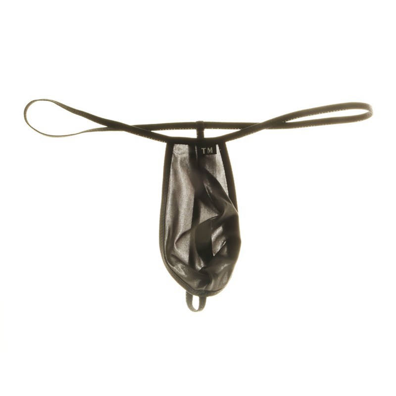 Men's thong Ice Silk fabric high stretch pocket JJ set convex bag exposed sexy string low waist men's T pants