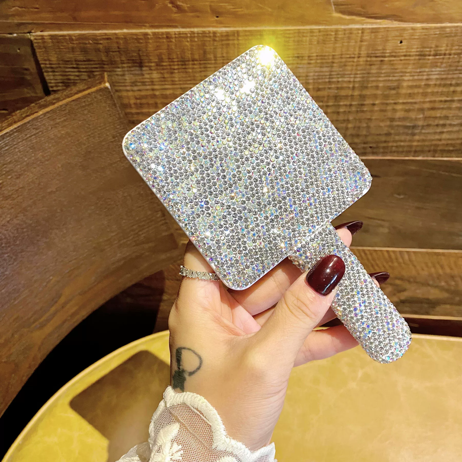 HD портативный роскошный бриллиант портативное зеркало для макияжа