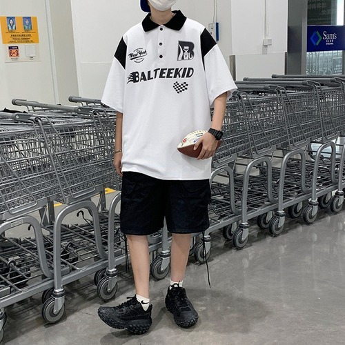 Crew neck short-sleeve polo shirt for men, trendy brand summer T-shirt, Korean style slim fit, versatile and fashionable top