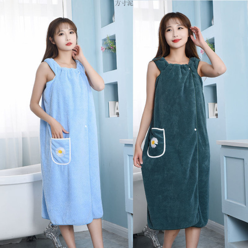 Adult bath towel can be worn with women's knee-length bath skirt, versatile thick bath skirt for plus-size 80-170 lbs, spaghetti strap quick-dry robe