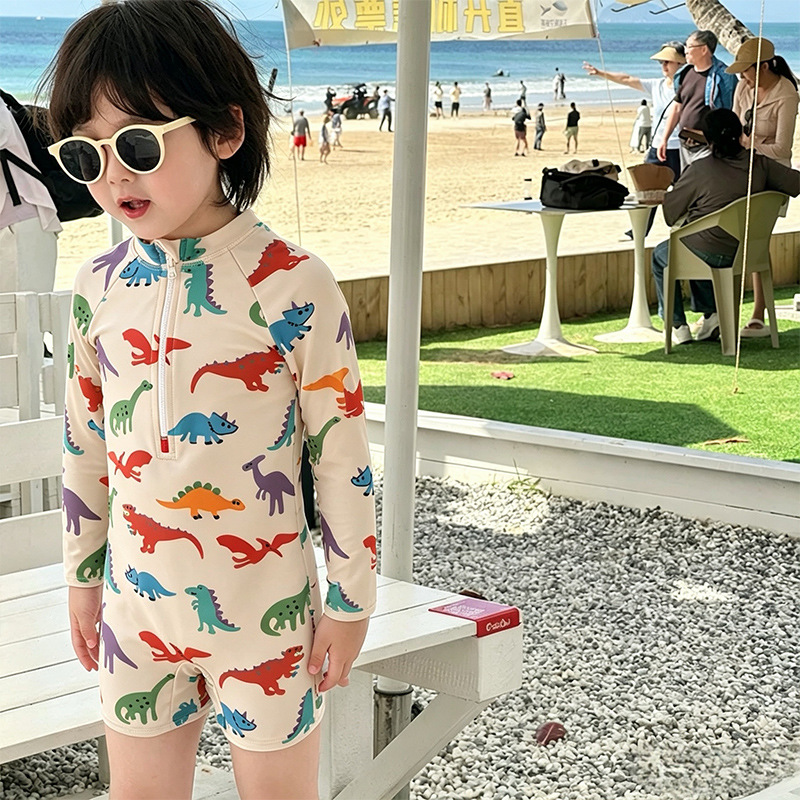 Traje de Baño de Una Pieza Manga Larga para Niños de Poliéster para Natación image 4