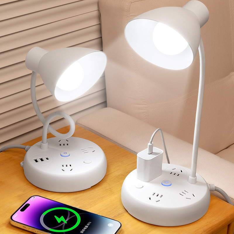 Multi-functional desk lamp bedroom creative atmosphere bedside lamp student dormitory LED soft light eye protection lamp USB power socket Multi-functional desk lamp bedroom creative atmosphere bedside lamp student dormitory LED soft light eye protection lamp USB power socket