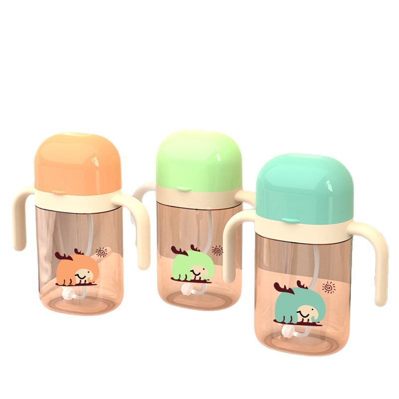 Vasos de PPSU con pajita para niños al por mayor, vasos con boquilla para bebés de 1 a 6 años, vasos de aprendizaje para beber a partir de 6 meses, para beber directamente, procesamiento personalizado a partir de imágenes proporcionadas.