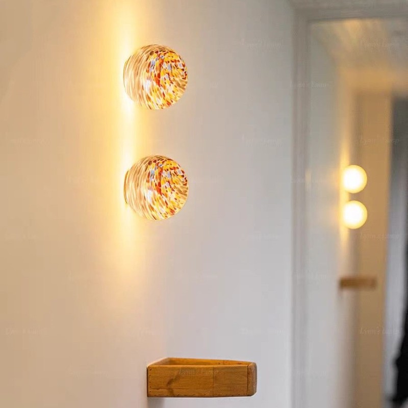 Medieval Wall Lamp Round Ball Aisle Corridor Lamp Stained Glass Moon Entrance Bedroom Bedside Bauhaus Wall Lamp