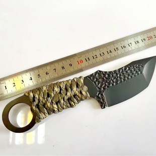 Camping Outdoor Binding Rope Knife, Wilderness Survival Knife, Outdoor Camping Knife, Climbing Rope, Paracord Multifunctional Stainless Steel Straight Knife