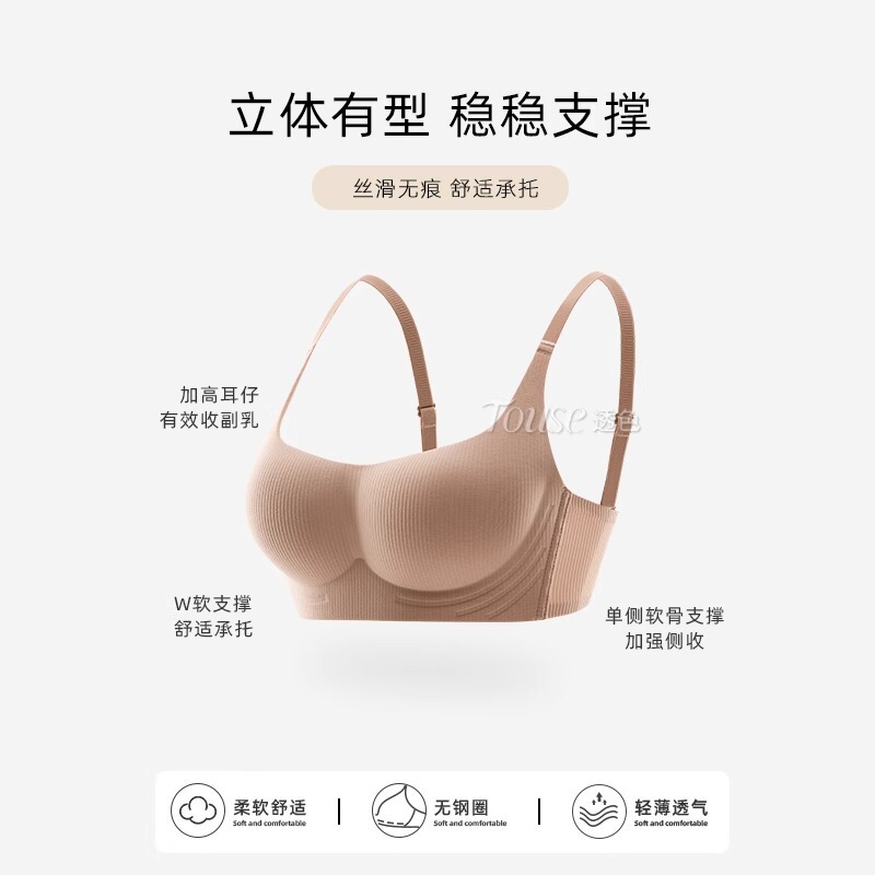 无痕内衣女小胸聚拢夏季薄款收副乳防下垂新款软支撑半杯文胸|undefined