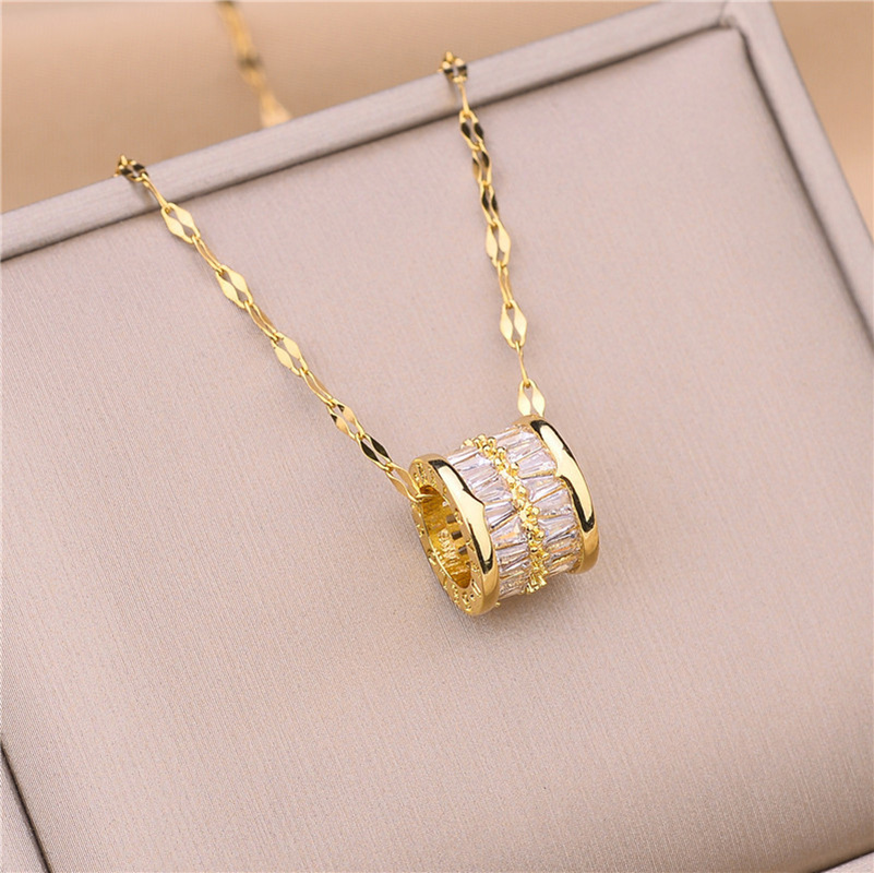 Fashion Geometric Titanium Steel Plating Zircon Pendant Necklace 1 Piece