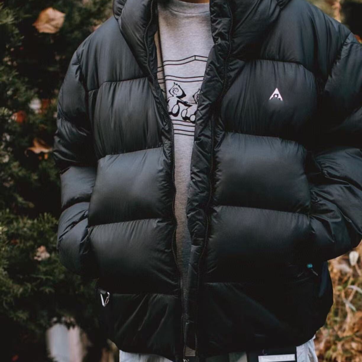 ACG Winter Down Cotton Jacket, Windproof, Waterproof, Thickened, Embroidered, Warm Puffer Coat, Loose Fit, Unisex Hooded Jacket