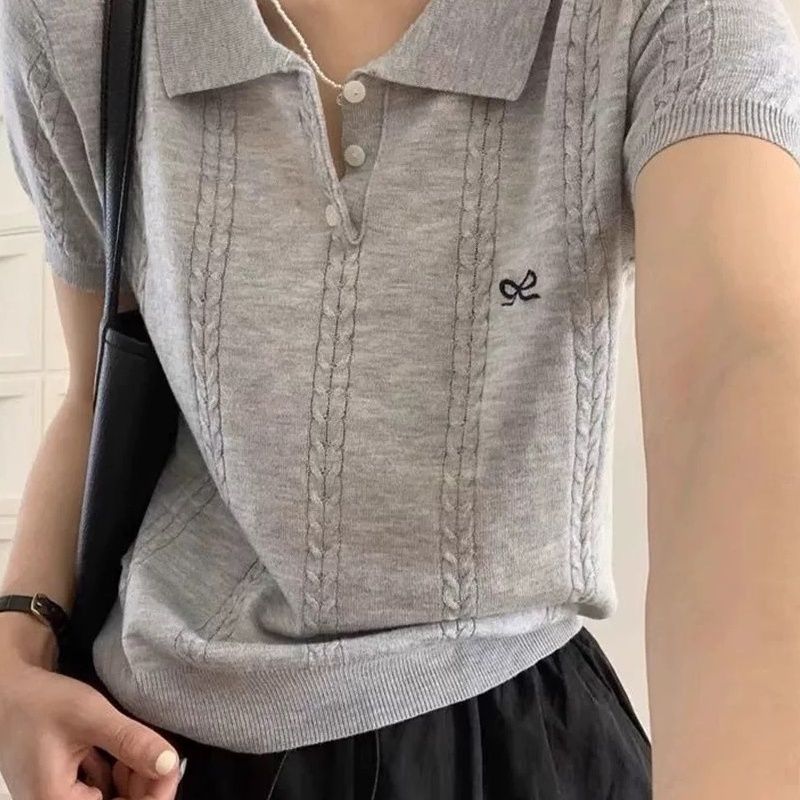 Retro knitted fashionable summer shirt