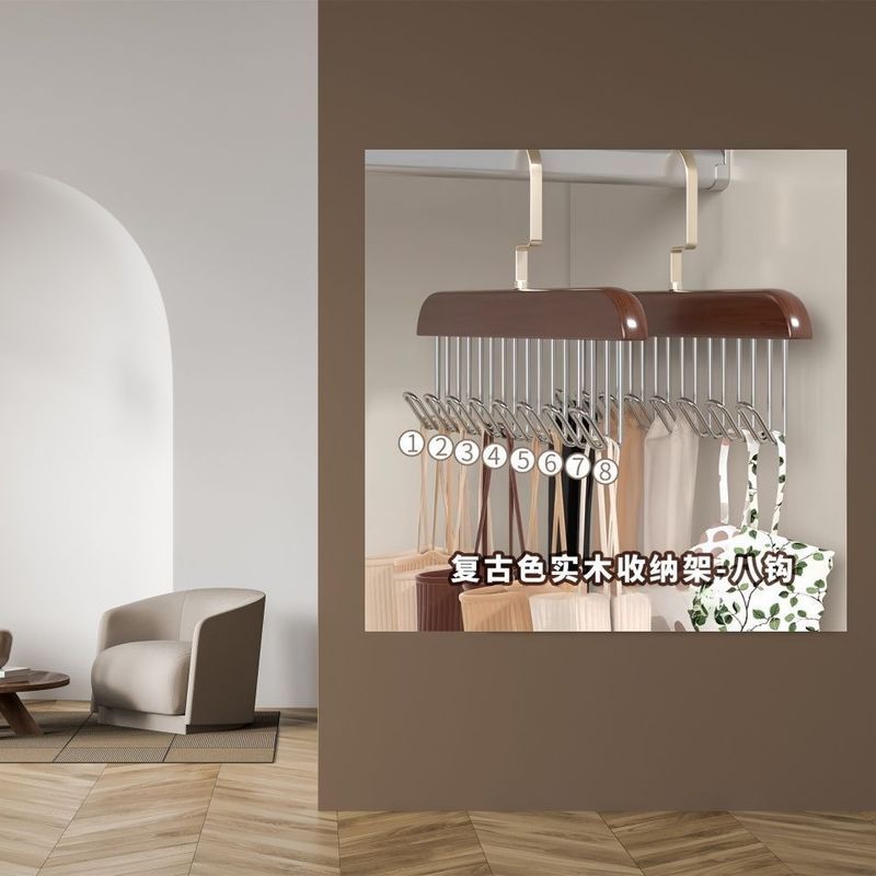 【2個セット特典】木製スリングハンガー 家庭用多機能下着ベスト収納フック ハンガー ハンガー|undefined