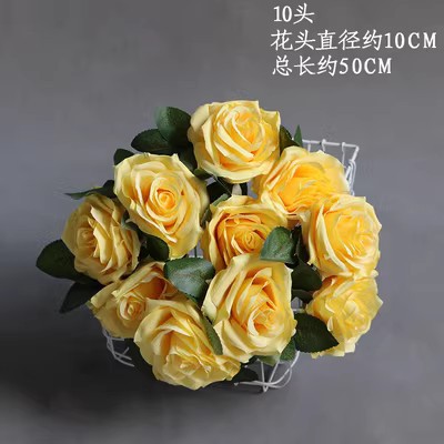 Serie de bodas de rosas amarillas Material floral de simulación Centro comercial de bodas Fondo de decoración de ventana Guía de ruta Arreglo floral Arreglo floral Arreglo floral