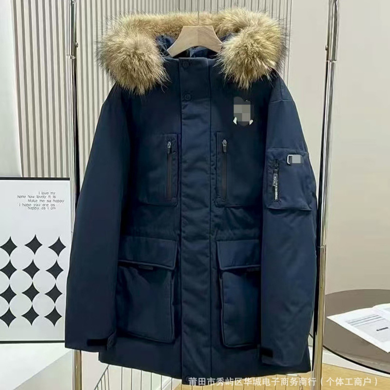 新款MLB羽绒服洋基队2代中长款防风大毛领男女派克外套加厚保暖|undefined