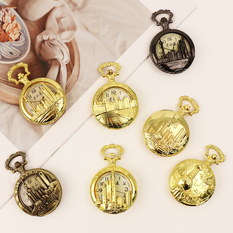 Oriental Pearl Bund Yuyuan Garden City God Temple Pocket Watch Old Shanghai Scenic Souvenir Feelings Retro Creative Small Gifts Oriental Pearl Bund Yuyuan Garden City God Temple Pocket Watch Old Shanghai Scenic Souvenir Feelings Retro Creative Small Gifts