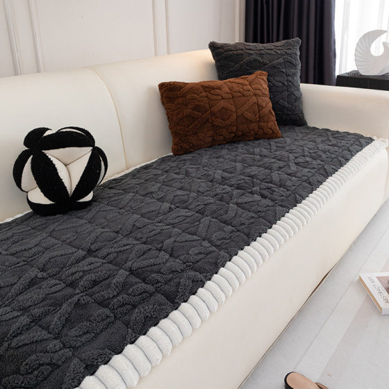 Autumn and Winter Plush Thickened Sofa Cushion Non-slip Cream Style Light Luxury Advanced Sense Thickened Steamed Bread Cushion Bay Window Cushion