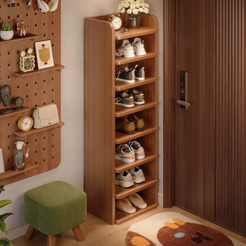 Estante de zapatos pequeño y estrecho multicapa puerta doméstica simple en el hogar interior hermoso multicapa alquiler buena estante de almacenamiento