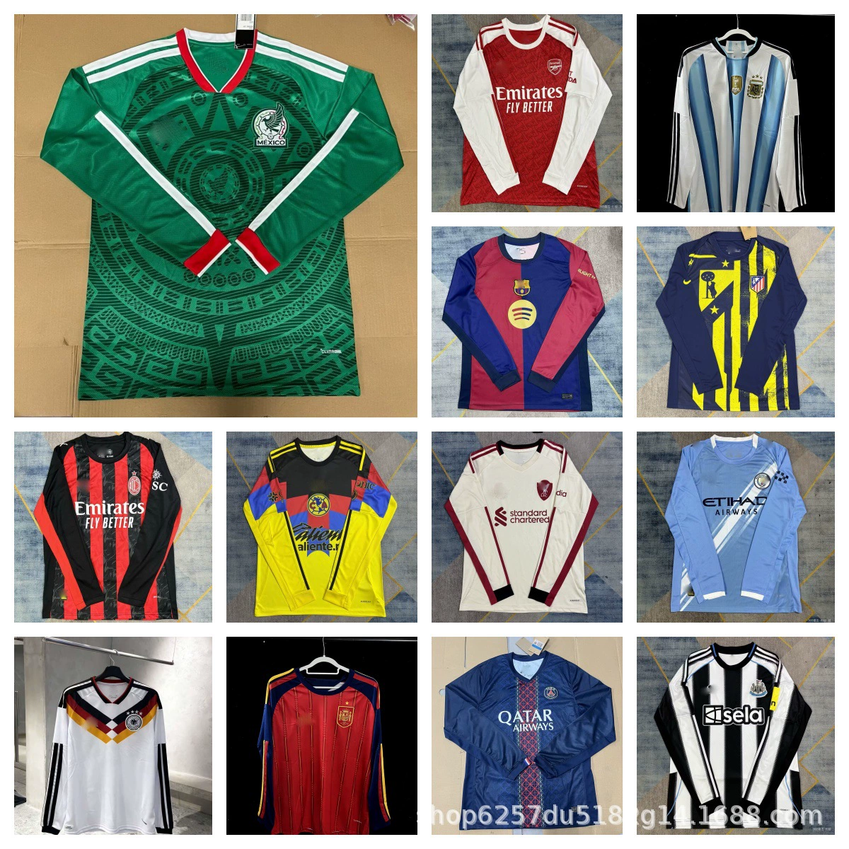 Популярная версия 2526 футбольных длинных рукавов тайская версия Arsenal Royal M Paris Atletico Madrid Man L Miami Mexico Chelsea New York