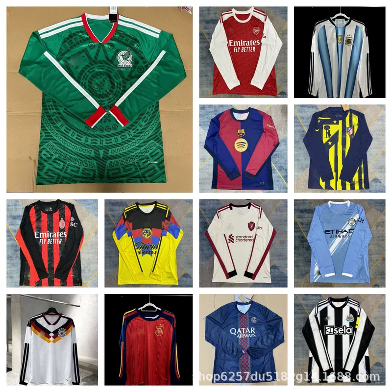 Популярная версия 2526 футбольных длинных рукавов тайская версия Arsenal Royal M Paris Atletico Madrid Man L Miami Mexico Chelsea New York