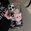 Зеркальная кошка (гальваника), Кошка с подставкой, цветные сердечные стразы