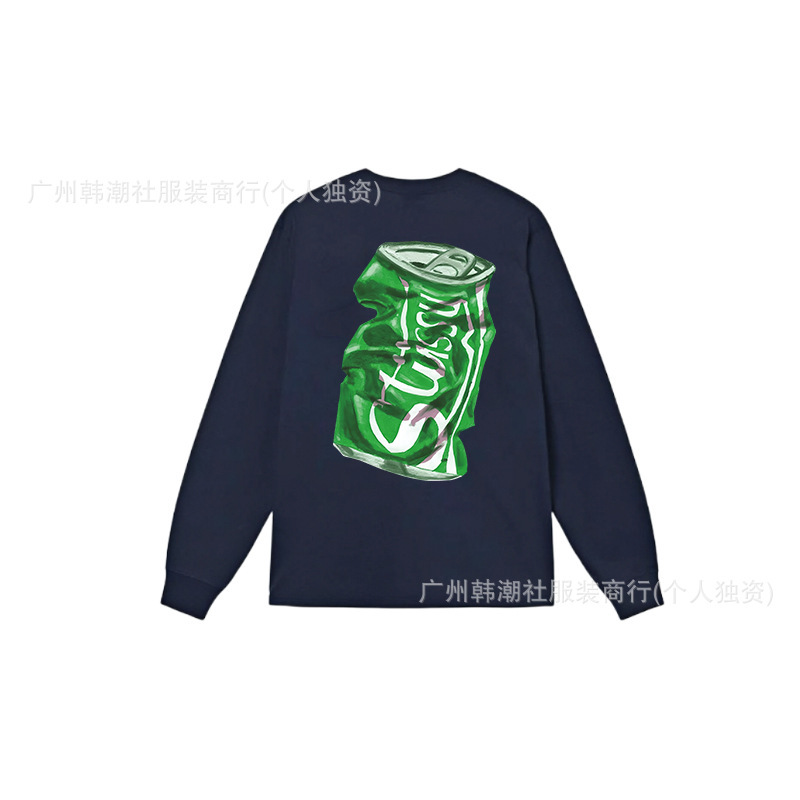 25S跨境斯图西长袖印花t恤美式潮牌STUSSY圆筒布休闲宽松男女同款|undefined