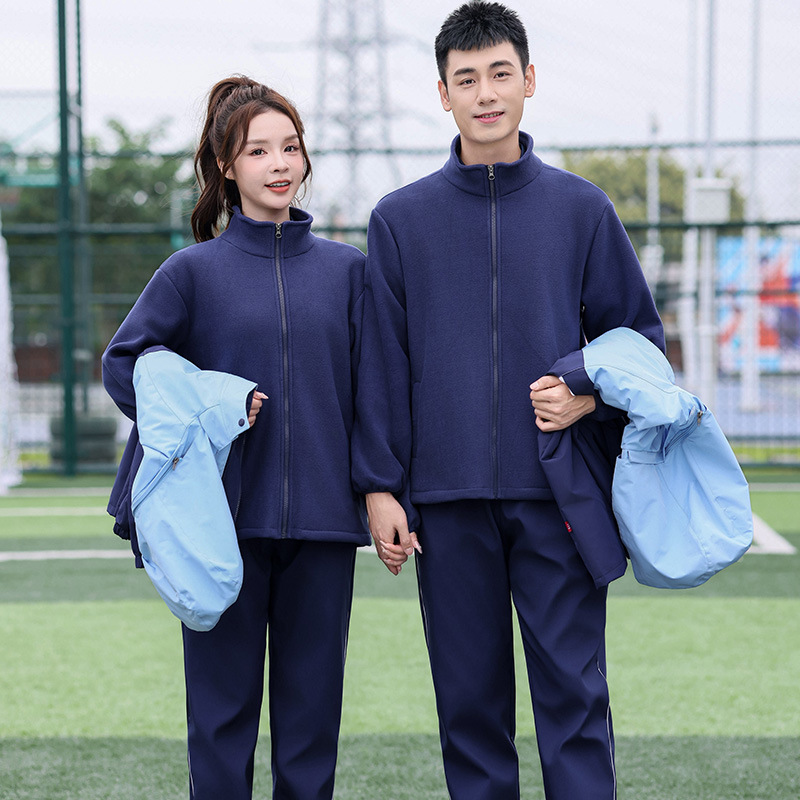 겨울 교복 세트 고등학생 3 대 1 충전 의류 초등학교 스포츠 기모 두껍게 된 수업 옷 3 피스 세트