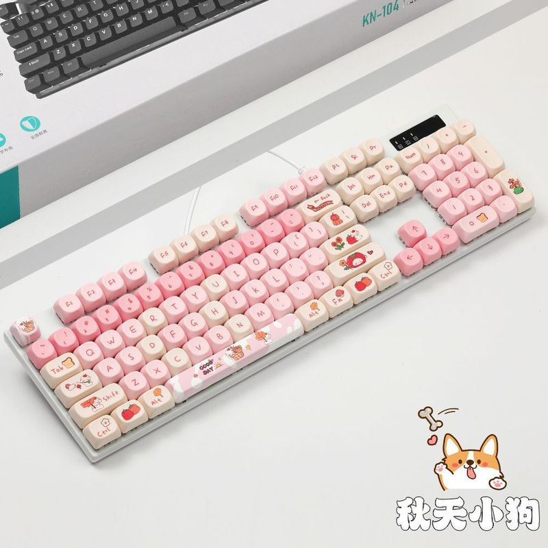 カスタマイズされた 104 キー有線メカニカルキーボード白色光 PBT テーマキーキャップホットスワップ可能な緑茶軸オフィスゲーム|undefined