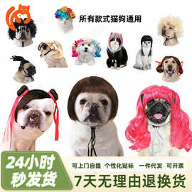 新款宠物假发猫狗头饰齐刘海波波头 cosplay道具宠物搞怪搞笑发饰